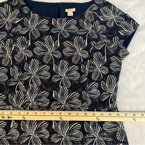 J. Crew Navy Floral Midi Sheath Dress sz 10 Career Feminine Retro “Mad Men” - Picture 9 of 11